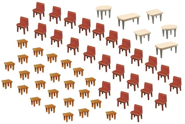 H0-7 Tische und 48 Stühle