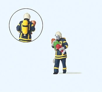 H0-Feuerwehrmann, Kind rettend